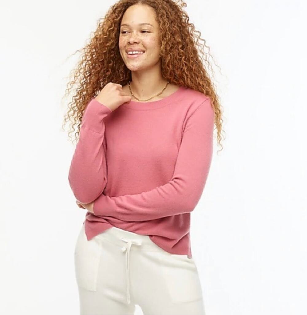 J. CREW Cashmere Slim-Fit Crewneck Sweater Dusty Rose Pink {GG4}